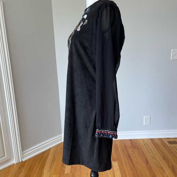 Desigual black dress with sheer sleeves and embroidery work size 10 formal NWT - Picture 5 of 16